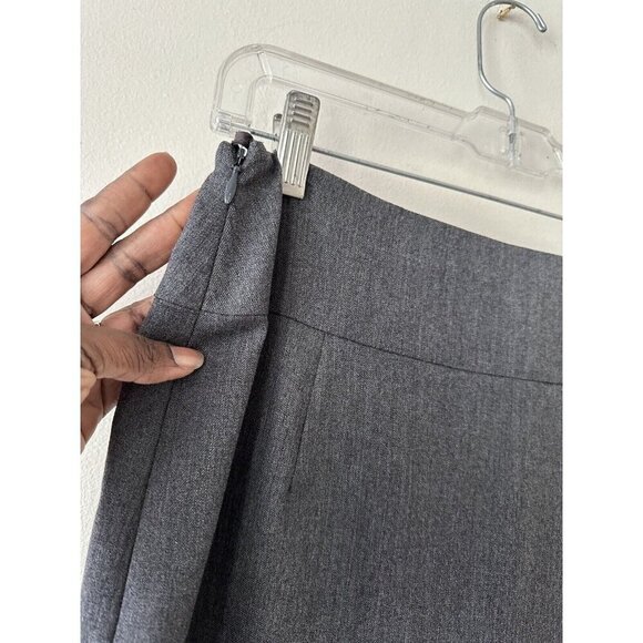 Prada Made In Italy Wool Skirt  Front Slit Side Zip Gray Career Size 44 Waist 30 - Picture 4 of 11